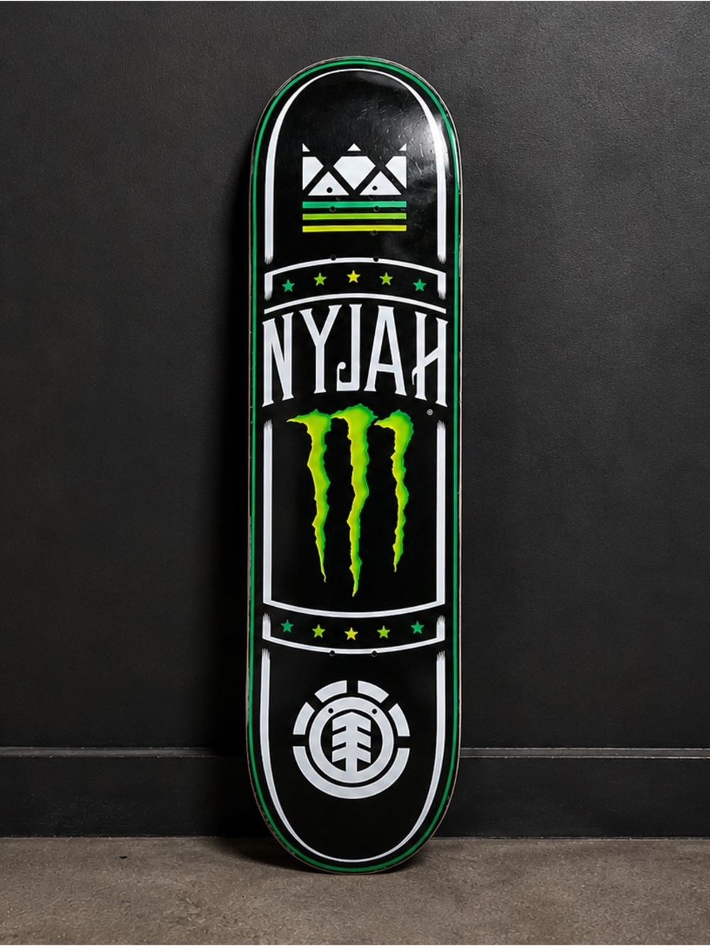 Nyjah x Monster Energy Skateboard Deck - Black & Neon Green